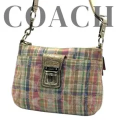 【美品】COACHコーチ　チェック柄　ショルダーバッグ　シグネチャー