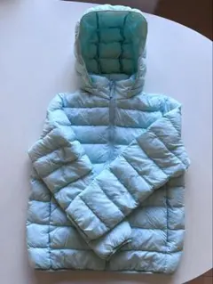 水色 フード付き 中綿コート