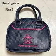 美品♪Munsingwear ネイビー チェック柄 カートバッグ レディース