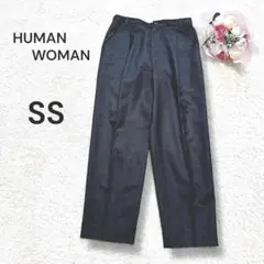 【ヒューマンウーマン】タックテーパードパンツ　スラックス　オフィス　グレー　SS