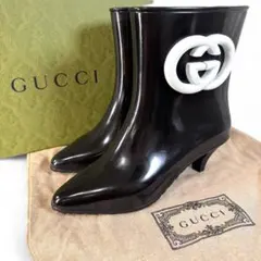 GUCCI グッチ　レインブーツ　長靴　サイドゴア　シェリーライン　ブラック GUCCI - グッチ GUCCI GG ロゴ シューズ レインブーツ ロング 靴