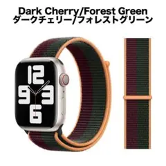 42/44/45mmアップルウォッチ ダークチェリー/グリーン スポーツループ