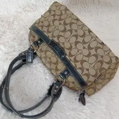 希少COACH ミニボストン バッグ ソーホー シグネチャー&パイソン