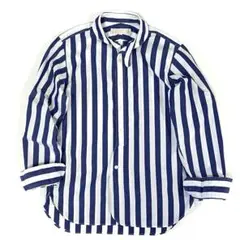 美品✨ ハバーサック 長袖シャツ ストライプ ブルー ホワイト L