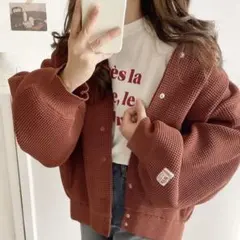 ［未使用］JaVa 軽量ワッフルニットカーディガン