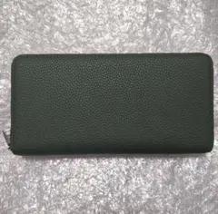 グリーン系統 ラウンドファスナー長財布 新品未使用 グリーン系統 合皮