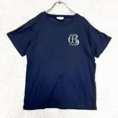 美品 LANVIN ネイビー Tシャツ 半袖 刺繍ロゴ 38