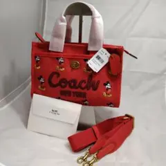 COACH ミッキーマウス トートバッグ レッド - メルカリ