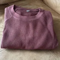 ユニクロ　ワッフルクルーネックワンピース　ブラウン　140