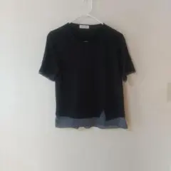 チャージ/ドッキング半袖Tシャツ 黒×ストライプ/レナウンМさらっとのサムネイル