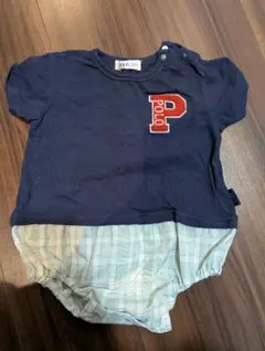 Polo Baby ネイビー チェックロンパース 70