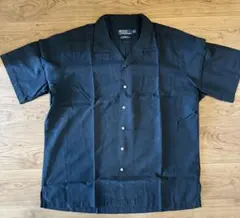 ポロ ラルフローレン オープンカラー 開襟シャツ シルクコットン黒 90s