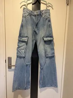 ZARA カーゴデニムパンツ ライトブルー EUR34のサムネイル