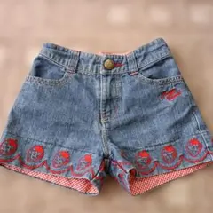 メゾピアノ　いちご　デニム　ショートパンツ　120㎝