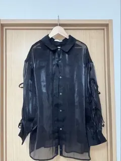 LOVELESS シフォンジーシアーシャツ ブラック ベルト付き - メルカリ