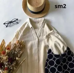 a579＊ サマンサモスモス コットンリネン スキッパー前開きシャツワンピース