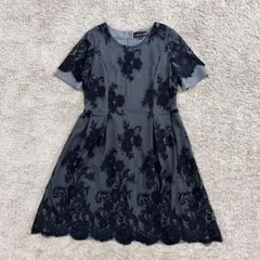 CHRISCELIN 総レース ワンピース　グレー×ブラック42 LLのサムネイル