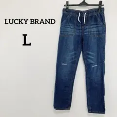 Lucky Brand Lサイズ デニム風パンツ ウエストゴム ダメージ