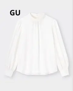 GU スタンドカラー　長袖　ブラウス　ウォッシャブル　後ろボタン　M 白のサムネイル