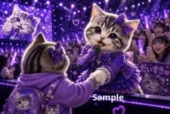 推し活猫 デジタルアート イラスト ポストカード