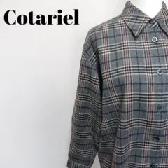 【Cotariel】厚手レディースチェックシャツ ダークグレー