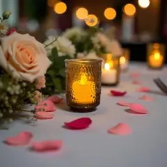 【SH◯INより安い！】ガラスのキャンドルホルダーとLEDライトのセット