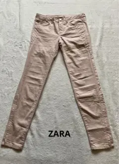 ZARA 薄手 スキニーパンツ 裾チャック 薄ピンク　ストレッチ M