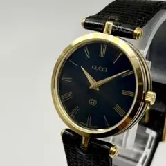 希少 美品 GUCCI グッチ シェリーライン 2000M 腕時計 稼働 黒