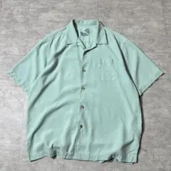 00s Tommy Bahama シルク100% 開襟シャツ ティファニーブルーのサムネイル