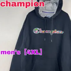 Z397【champion】スウェットパーカー【メンズ4XL】ブラック