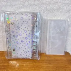 クリアシール帳　A6サイズ リングバインダー リフィル20枚入り　レーザー星柄