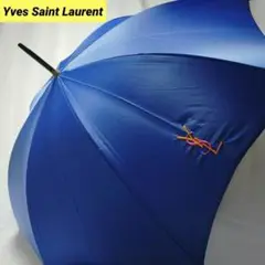 Yves Saint Laurent　イヴサンローラン　雨傘　刺繍ロゴ　青　長傘