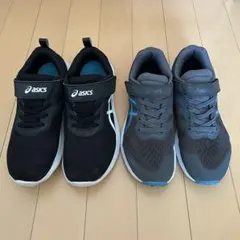 asics スニーカー 22cm ブラック グレー 2足セット