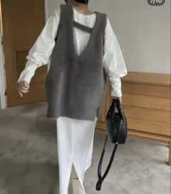 【willfully】 マルチウェイシャギー ニットベスト　グレー