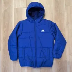adidas キッズ フード付き中綿コート 青 150cm フード付き