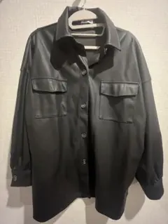 しまむら aquaist オーバーサイズシャツ合皮ジャケット