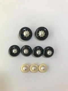 BT080　樹脂系ボタン　中心パール　詰め合わせ　　18ｍｍ　10個　他