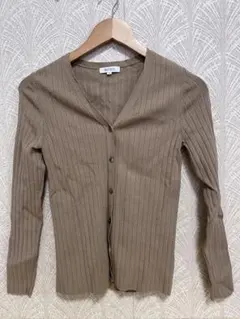 PLST リブ編み Vネック カーディガン M