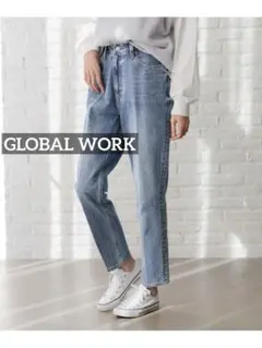 k0420 GLOBAL WORK GOODデニムテーパードパンツ ブルー