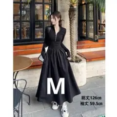 大人気❤️お出かけ、旅行に最適アイテム ブラックロングワンピース ジッパー付き