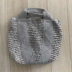 グレー系編み込みかごバッグ