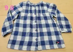ミキハウス　ダブルビー　ダブルガーゼ　チェック柄長袖チュニック　９０