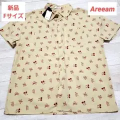 新品★Areeam ディズニー 半袖 総柄シャツ ベージュ Fのサムネイル