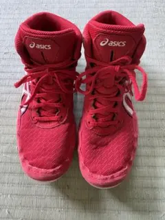 ASICS ハイカットシューズ レッド レスリングシューズ22.5センチ 