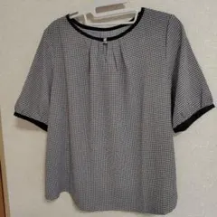anysis千鳥格子柄 半袖ブラウス キーホールネックのサムネイル