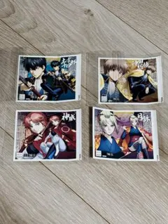 銀魂 吉原炎上篇ラベル缶ステッカー 土方十四郎・沖田総悟・神威・月詠セット