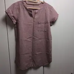 無印良品　赤と白のチェック柄 半袖チュニック