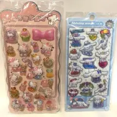 2枚セット、立体シール(ハローキティ・シナモロール)