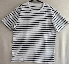 GAP 白黒 ボーダー ポケット Tシャツ Lのサムネイル