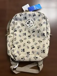 【美品、新品未使用】ミッキーマウス ベージュグレー リュック